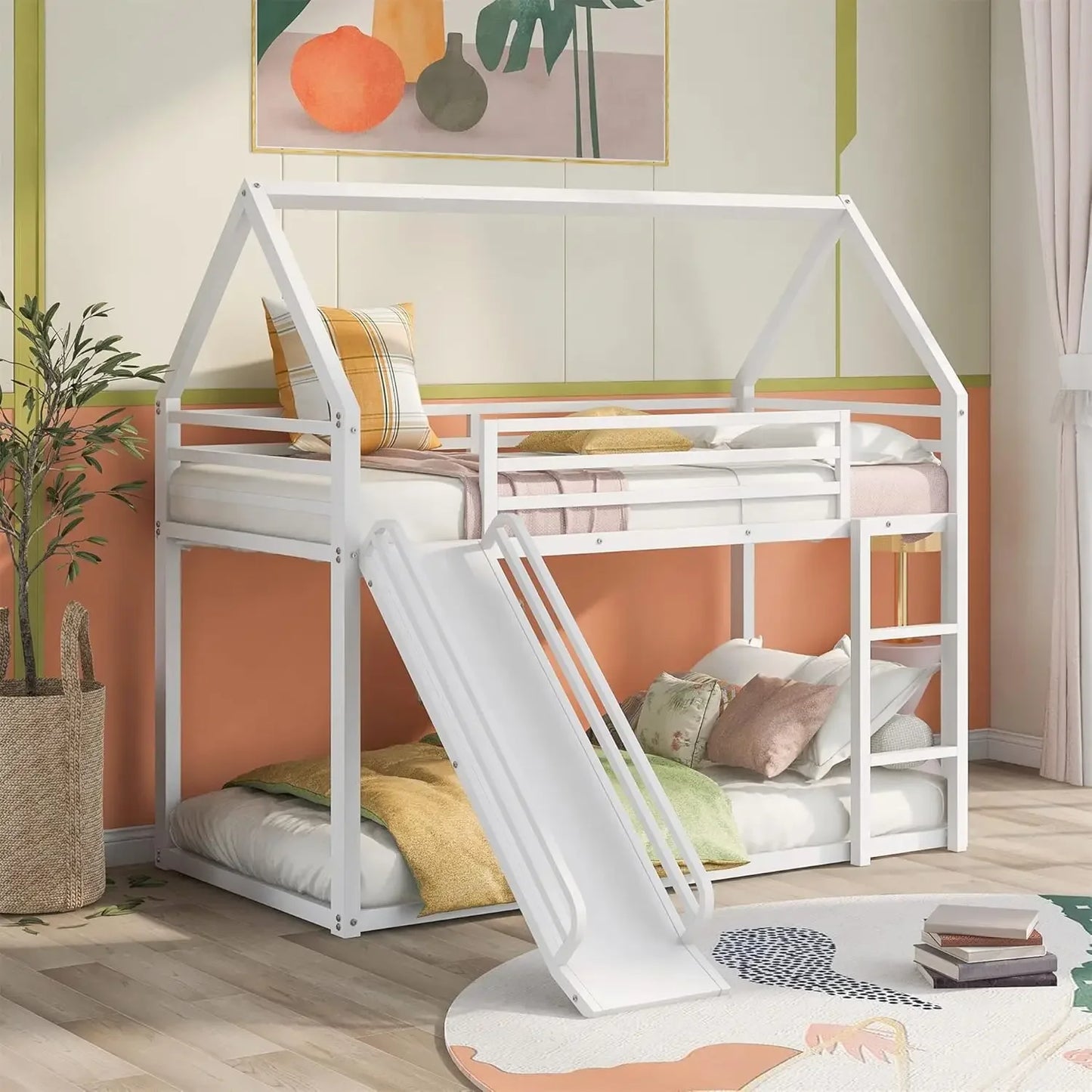 Playhouse Twin Bunk Bed with Slide