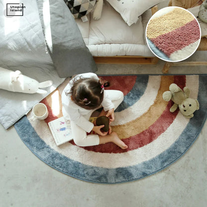 Modern Fluffy Rainbow Mat for Kids' Rooms
