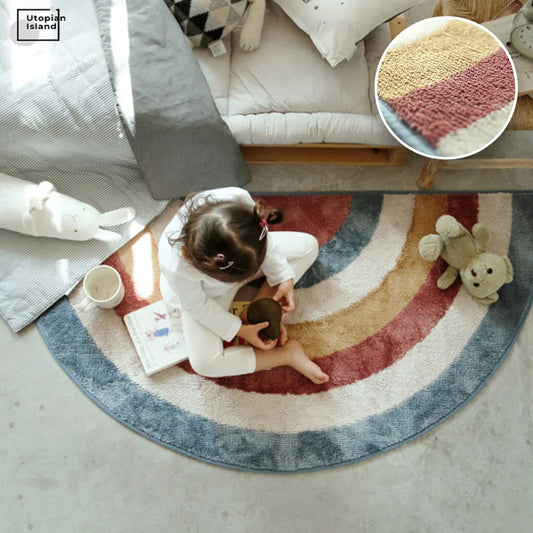 Modern Fluffy Rainbow Mat for Kids' Rooms