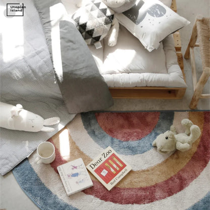 Modern Fluffy Rainbow Mat for Kids' Rooms