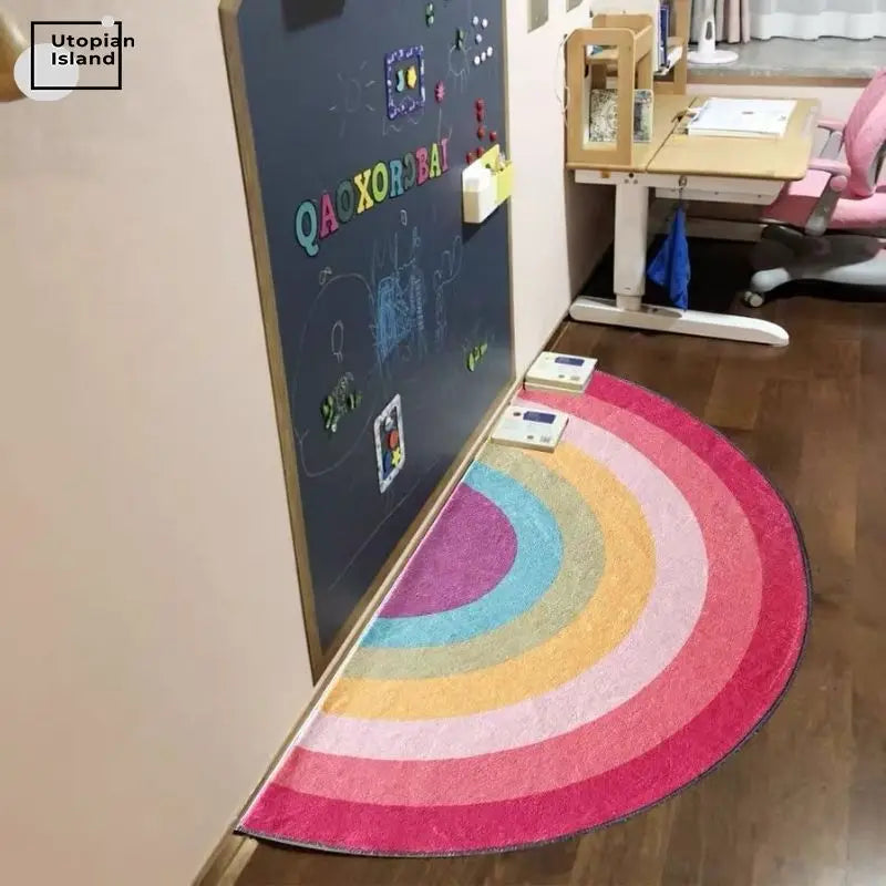 Modern Fluffy Rainbow Mat for Kids' Rooms