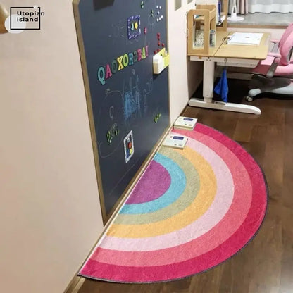 Modern Fluffy Rainbow Mat for Kids' Rooms