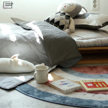 Modern Fluffy Rainbow Mat for Kids' Rooms