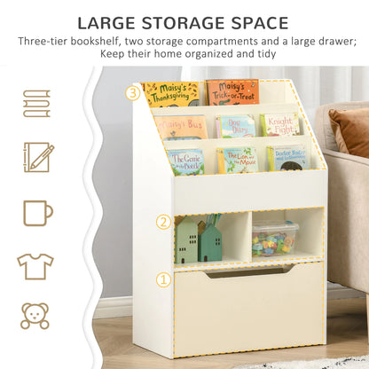 White Children's Bookcase with Drawer