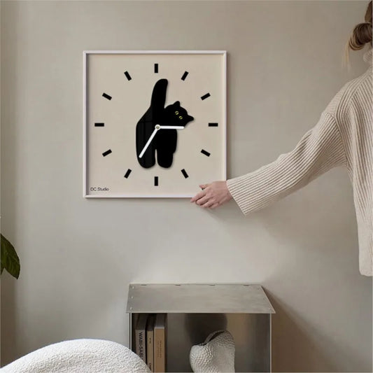 Scandinavian Mute Cat Clock