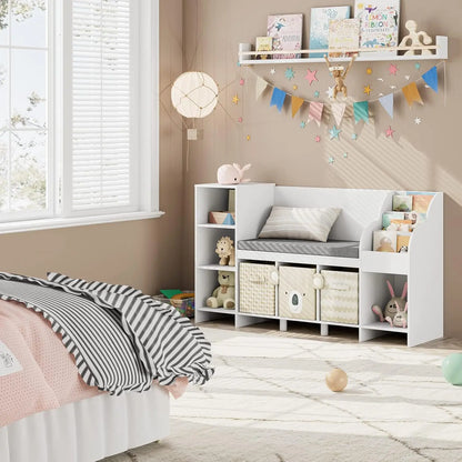Storage Bench with Reading Rack for Kids