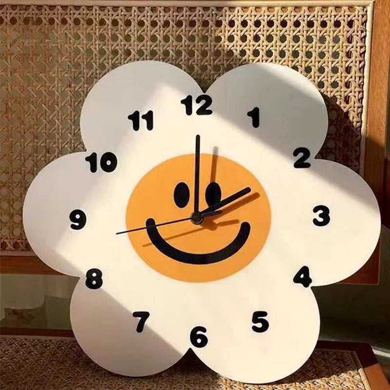 Smiley Flower Shape Digital Wall Clock