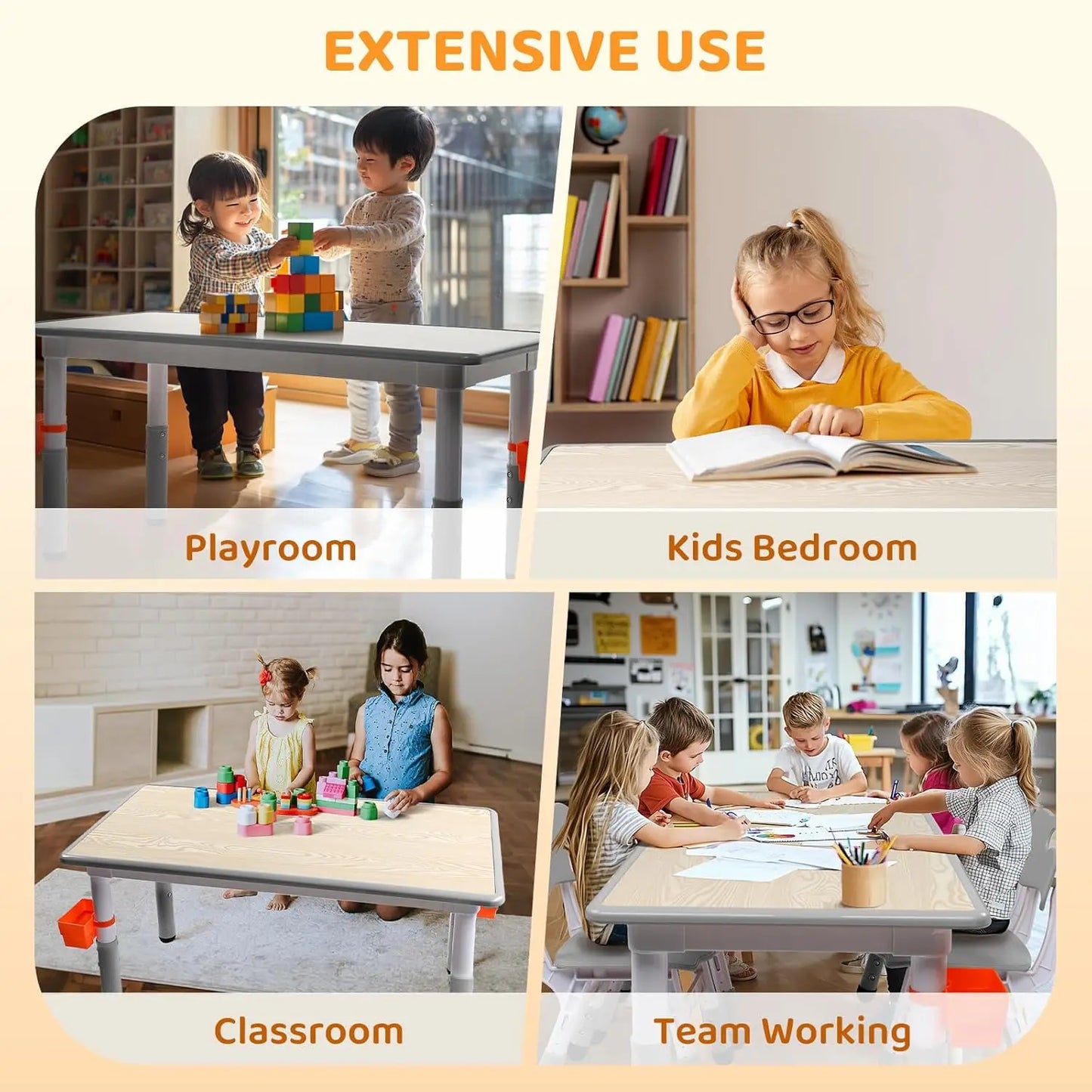 GrowSmart Adjustable Kids Table & 4 Chair Set
