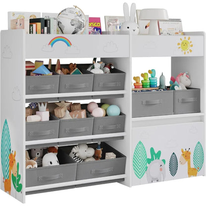 Fabric Bin Toy Bookshelf and Storage Cabinet