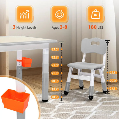 GrowSmart Adjustable Kids Table & 4 Chair Set