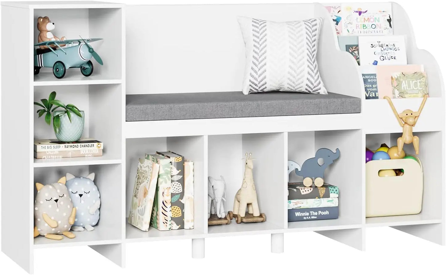 Storage Bench with Reading Rack for Kids