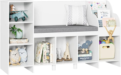 Storage Bench with Reading Rack for Kids