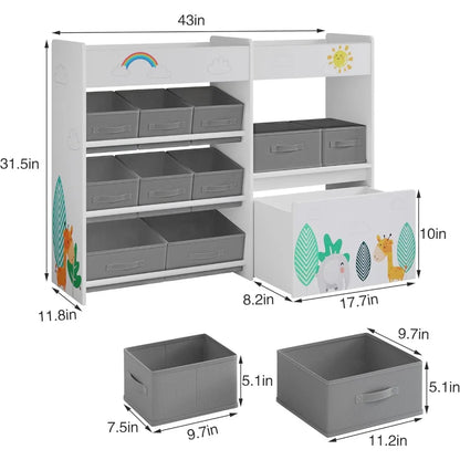 Fabric Bin Toy Bookshelf and Storage Cabinet