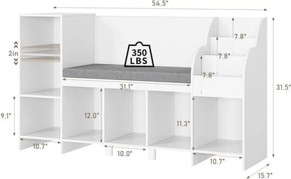Storage Bench with Reading Rack for Kids