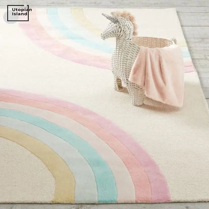 Rainbow Plush Kids’ Carpet for Living Room