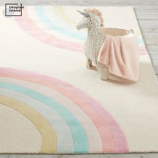 Rainbow Plush Kids’ Carpet for Living Room