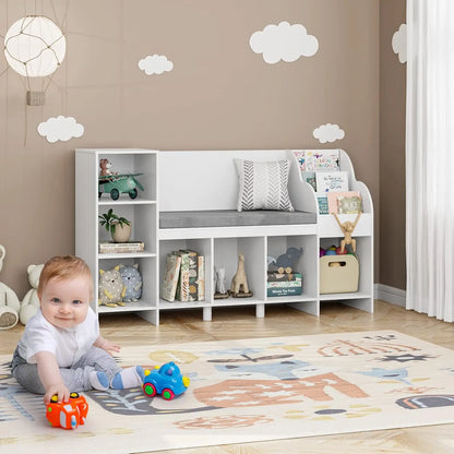 Storage Bench with Reading Rack for Kids