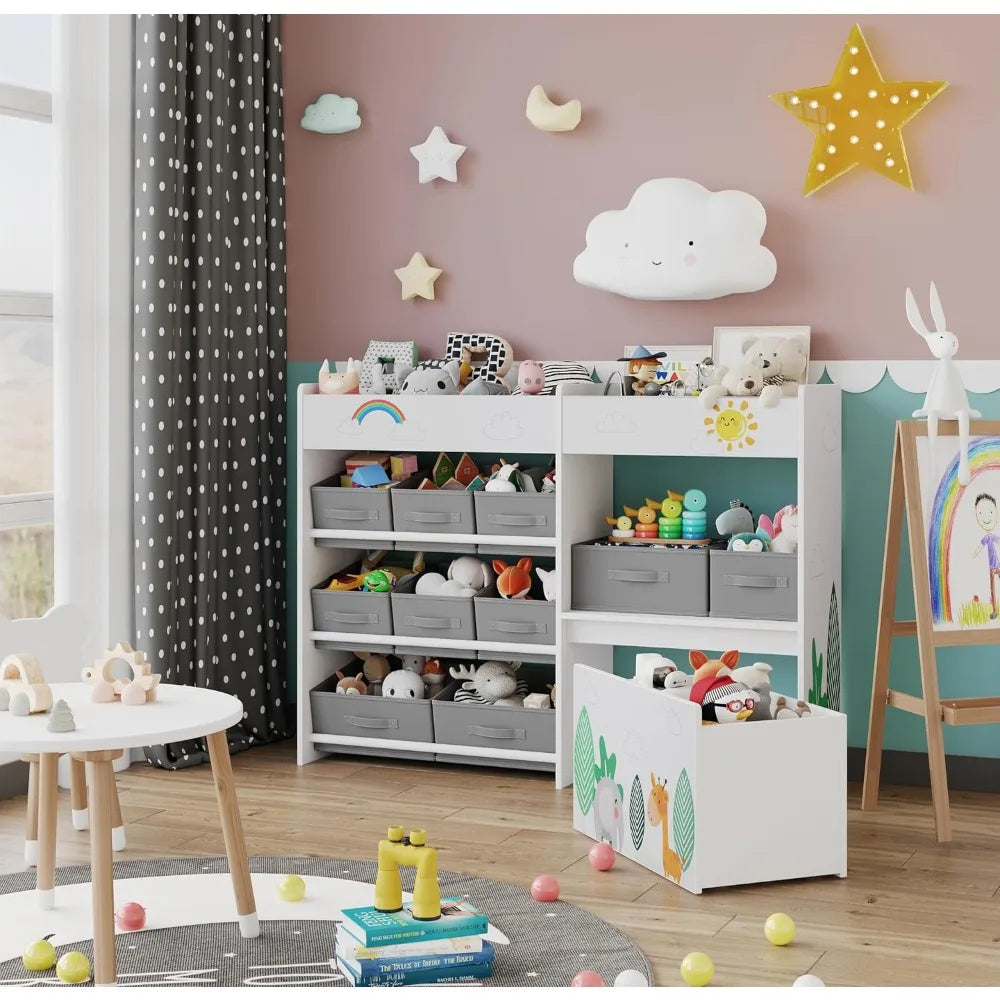 Fabric Bin Toy Bookshelf and Storage Cabinet